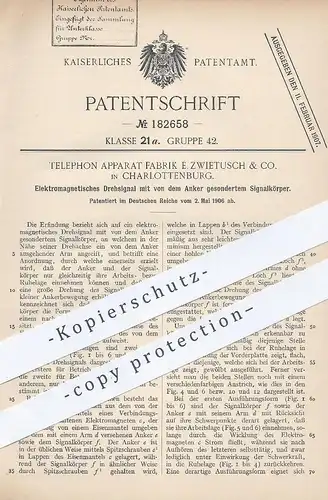 original Patent - Telephon Apparat Fabrik E. Zwietusch & Co. , Berlin / Charlottenburg , 1906 , Elektromagnet - Signal