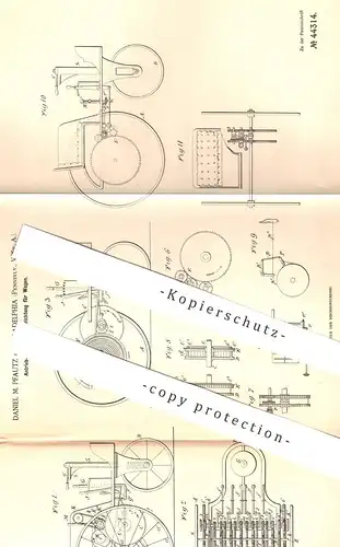 original Patent - Daniel M. Pfautz , Philadelphia , Pennsylvania USA , 1887 , Antrieb u. Bremse für Wagen | Kutsche !!