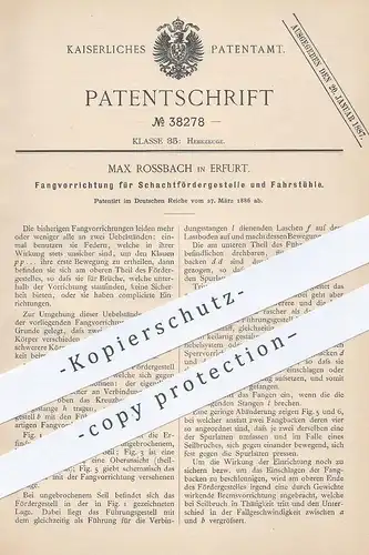 original Patent - Max Rossbach , Erfurt , Fangvorrichtung für Schachtfördergestell u. Fahrstuhl | Aufzug , Hebezeug !!