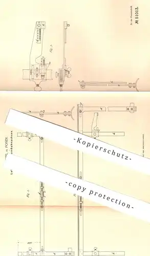 original Patent - O. Ditzel , Posen , 1889 , Lehre für Eisenbahnachsen | Messlehre | Eisenbahn , Eisenbahnen , Achse !!