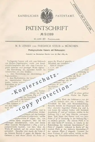 original Patent - M. B. Leisser , Friedrich Steub , München 1889 , Photo Kamera | Photographie , Fotographie , Fotograf