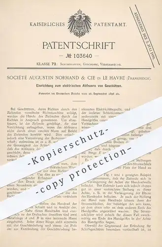 original Patent - Société Augustin Normand & Cie , Le Havre  Frankreich , 1898 , elektr. Abfeuern der Geschütze | Waffen