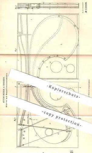 original Patent - Anton Medlik , Dresden , 1898 , Klavier mit doppeltem Resonanzboden | Piano , Flügel , Musikinstrument