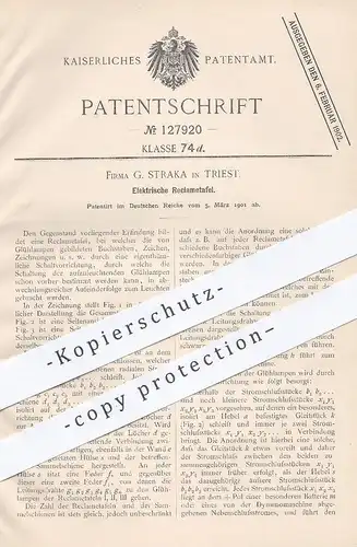 original Patent - G. Straka , Triest , 1901 , Elektrische Reklametafel | Reklame - Tafel | Schild , Werbung , Licht !!