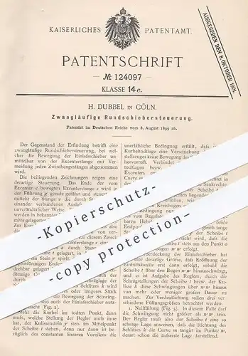 original Patent - H. Dubbel , Köln , 1899 , Zwangläufige Rundschiebersteuerung  | Schiebersteuerung | Schieber Steuerung