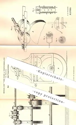 original Patent - Michael Radcliffe Ward , Northumberland , Middlesex England , 1883 , elektrischen Transportvorrichtung