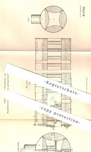 original Patent - Wilh. Parje , Frankfurt / Main , 1883 , Dampfkessel mit convex gebogenem Flammrohr | Kessel , Rohr !!