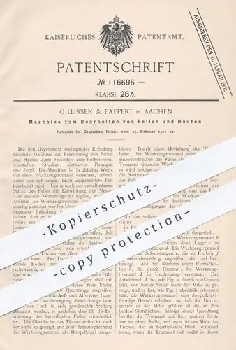 original Patent - Gillissen & Pappert , Aachen , 1900 , Bearbeiten von Fell u. Haut | Gerber , Gerberei , Leder , Felle