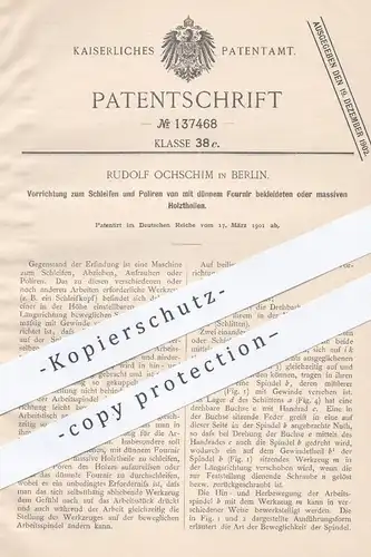 original Patent - Rudolf Ochschim , Berlin , 1901 , Schleifen & Polieren von Furnier Holz | Tischler , Holzbearbeitung