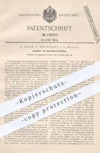 original Patent - G. Kolb , Neustadt / Haardt , 1901 , Sandfilter mit Auswaschvorrichtung | Filter für Sand , Kies !!!