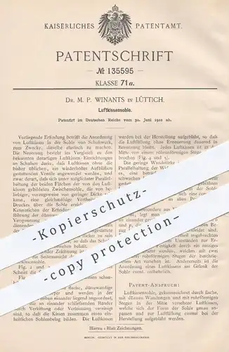 original Patent - Dr. M. P. Winants , Lüttich , 1901 , Luftkissensohle | Sohle , Schuhe , Schuhwerk , Schuster !!!
