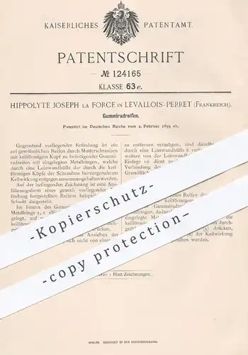original Patent - Hippolyte Joseph la Force , Levallois Perret , Frankreich 1899 , Gummiradreifen | Gummi - Reifen | Rad