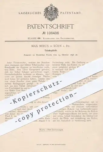 original Patent - Max Mirus , Köln / Rhein , 1898 , Tabakspfeife | Pfeife , Tabak , Rauchen , Zigarre , Pfeifen !!!