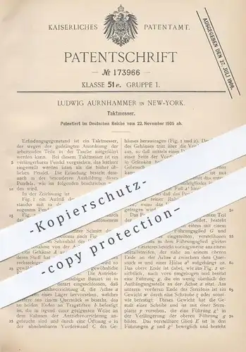 original Patent - Ludwig Aurnhammer , New York , 1905 , Taktmesser | Pendel , Schwingung , Musik , Musikinstrumente !!!