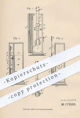 original Patent - Ludwig Aurnhammer , New York , 1905 , Taktmesser | Pendel , Schwingung , Musik , Musikinstrumente !!!