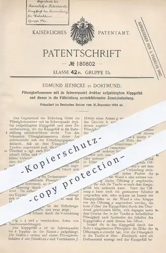 original Patent - Edmund Jeenicke , Dortmund , 1904 , Flüssigkeitsmesser mit Kippgefäß | Zapfanlage , Bier , Wein !!!