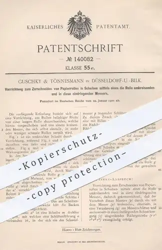 original Patent - Guschky & Tönnesmann , Düsseldorf , 1902 , Zerschneiden von Papierrollen | Papier , Papierfabrik !!!