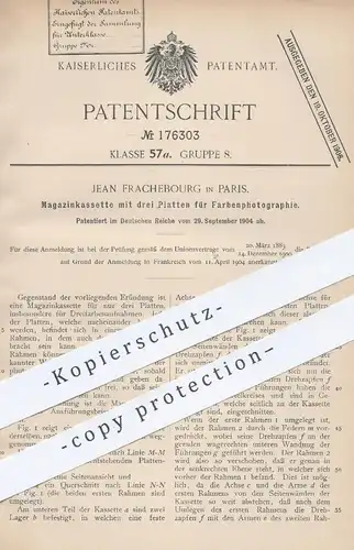 original Patent - Jean Frachebourg , Paris , Frankreich , 1905 , Magazinkassette mit Platten für Fotografie | Fotograf !