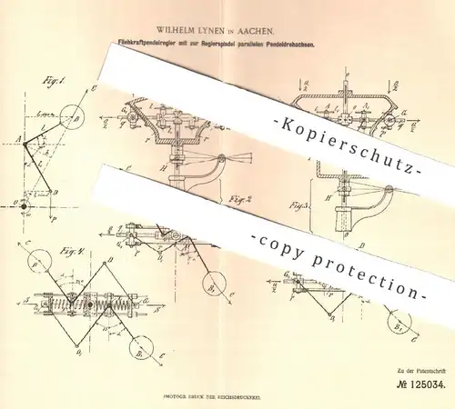 original Patent - Wilhelm Lynen , Aachen , 1901 , Fliehkraftpendelregler | Fliehkraft - Pendelregler | Pendel !!!