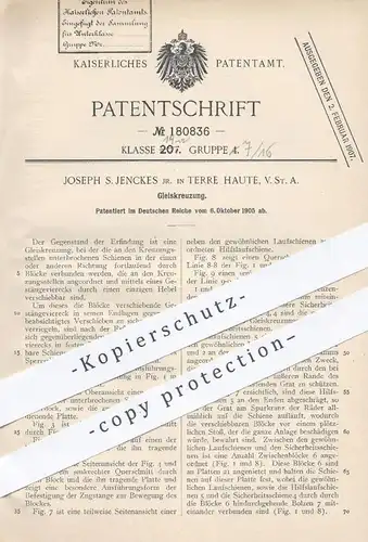 original Patent - Joseph S. Jenckes , Terre Haute USA  1905 , Gleiskreuzung | Gleis , Schienen , Eisenbahn , Eisenbahnen