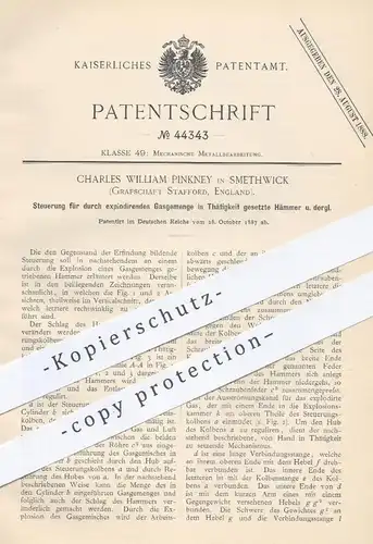 original Patent - Charles William Pinkney , Smethwick , Stafford , England , 1887 , Steuerung für Schlaghammer | Metall