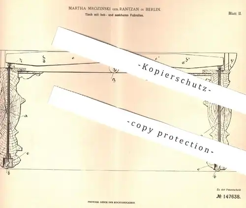 original Patent - Martha Mrozinski / Rantzan , Berlin , Tisch mit Fußrollen | Tische , Tischler , Holztisch , Möbel !!!