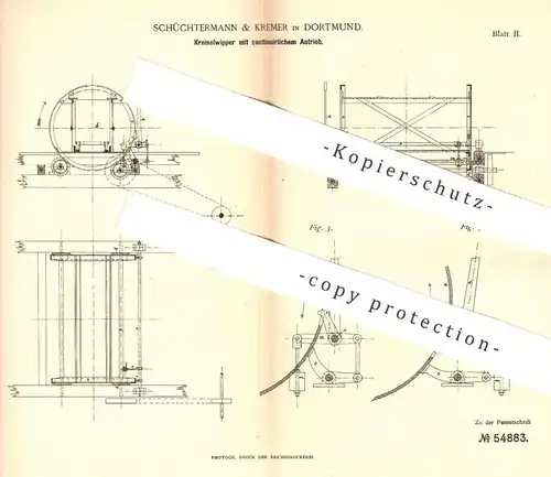 original Patent - Schüchtermann & Kremer , Dortmund , 1890 , Kreiselwipper mit mechanischem Antrieb | Transmission