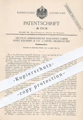 original Patent - Deutsch Amerikanische Maschinen Fabrik Ernst Kirchner & Co. , Leipzig , 1892 , Stemmmaschine | Holz !!