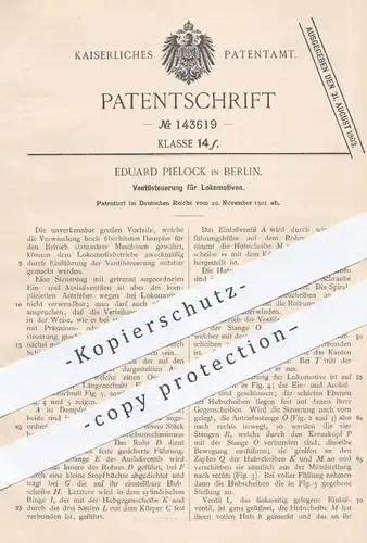 original Patent - Eduard Pielock , Berlin , 1901 , Ventilsteuerung f. Lokomotiven | Lokomotive , Eisenbahn , Eisenbahnen
