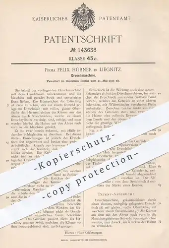 original Patent - Felix Hübner , Liegnitz , 1902 , Dreschmaschine | Drescher , Mähdrescher , Dreschen , Getreide , Stroh