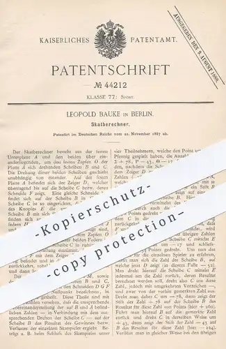 original Patent - Leopold Bauke , Berlin , 1887 , Skatberechner | Skat , Skatspiel , Kartenspiel , Karten , Sport !!!