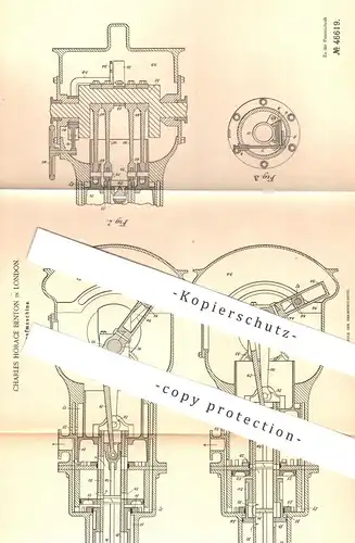 original Patent - Charles Horace , Benton , London , 1888 , Dampfmaschine | Dampfmaschinen , Motor , Gasmotor !!