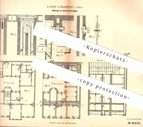 original Patent - A. Rost , Frankfurt / Oder , 1888 , Schornsteinanlage | Schornstein | Schornsteinfeger , Dach , Esse !