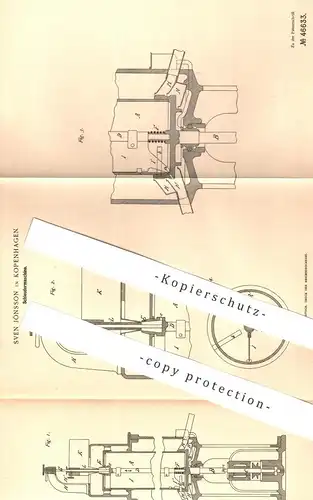 original Patent - Sven Jönsson , Kopenhagen , Dänemark , 1888 , Schleudermaschine | Schleuder , Milch , Landwirt !!