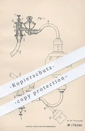 original Patent - Adolf Bachner , Berlin , 1905 , Verbindungsstück für Gaskronen | Lampe , Lampen , Gas , Elektriker !!!