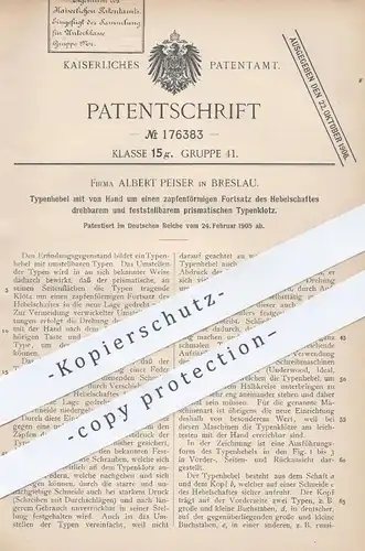 original Patent - Albert Peiser , Breslau , 1905 , Typenhebel | Schreibmaschine , Schreibmaschinen , Druck , Druckerei