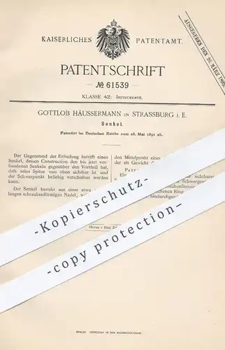 original Patent - Gottlob Häussermann , Strassburg / Elsass , 1891 , Senkel | Senkblei , Lot , Anker , Instrument !!!