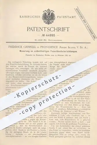 original Patent - Frederick Grinnell , Providence , Rhode Island , USA , 1887 , selbsttätige Feuerlöscher | Sprinkler !!