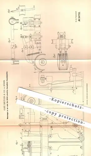original Patent - Gust. Deutgen & Co. , Düren , 1885 , Sprungfeder - Kapselmaschine | Metall , Eisen , Metallbearbeitung