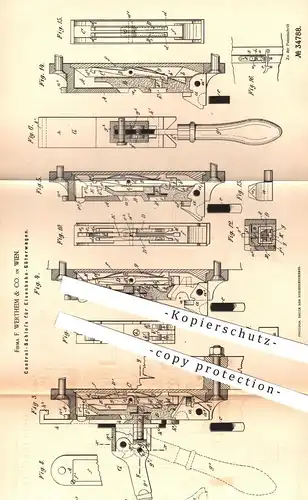 original Patent - F. Wertheim & Co. , Wien , 1885 , Schloss für Eisenbahn - Güterwagen | Eisenbahnen , Schlosser !!