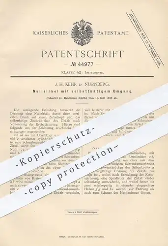 original Patent - J. H. Kehr , Nürnberg  1888 , Nullzirkel Drehung | Zirkel , Kreis , Geometrie , Bleistift , Mathematik