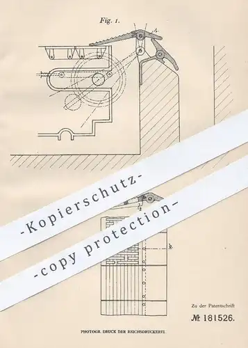 original Patent - Otto Vent , Berlin / Charlottenburg  1906 , Regelung von Brennstoffrückstand bei Kettenrost | Schlacke