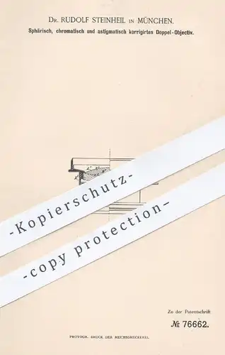 original Patent - Dr. Rudolf Steinheil , München  1893 , korrigiertes Doppel - Objektiv | Kamera , Fotograf , Fotografie