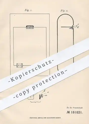 original Patent - Gustav Geiger , München , 1906 , Sperrvorrichtung für Bodenbrett an Klappkamera | Kamera , Fotograf