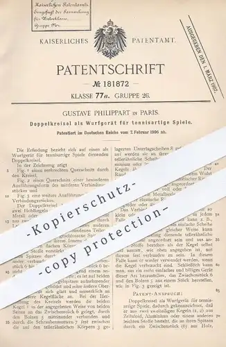 original Patent - Gustave Philippart , Paris , 1906 , Doppelkreisel als Wurfgerät | Kreisel , Tennis , Sport , Spiele !
