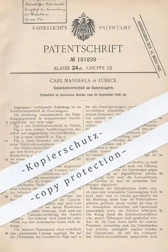 original Patent - Carl Manderla , Lübeck , 1905 , Schürlochverschluss am Gaserzeuger | Gas , Generator , Generatoren !!