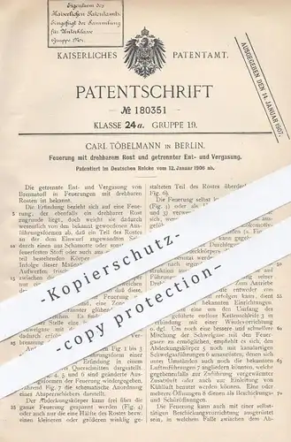 original Patent - Carl Töbelmann , Berlin , 1906 , Feuerung mit getrennter Entgasung u. Vergasung | Ofen , Ofenbauer !!