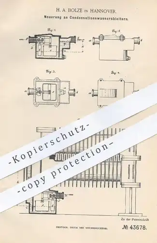 original Patent - H. A. Bolze , Hannover , 1887 , Kondensationswasser - Ableiter am Heizkörper | Heizung , Klempner !!