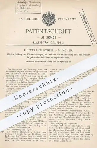 original Patent - Ludwig Helldobler , München , 1906 , Kühlvorrichtung für Kältemischungen | Kühlung , Kühlschrank !!