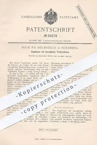 original Patent - M. Ph. Helmreich , Nürnberg , 1890 , Vogelbauer mit Trittbtrett | Vogelhaus , Vogel , Vögel , Garten